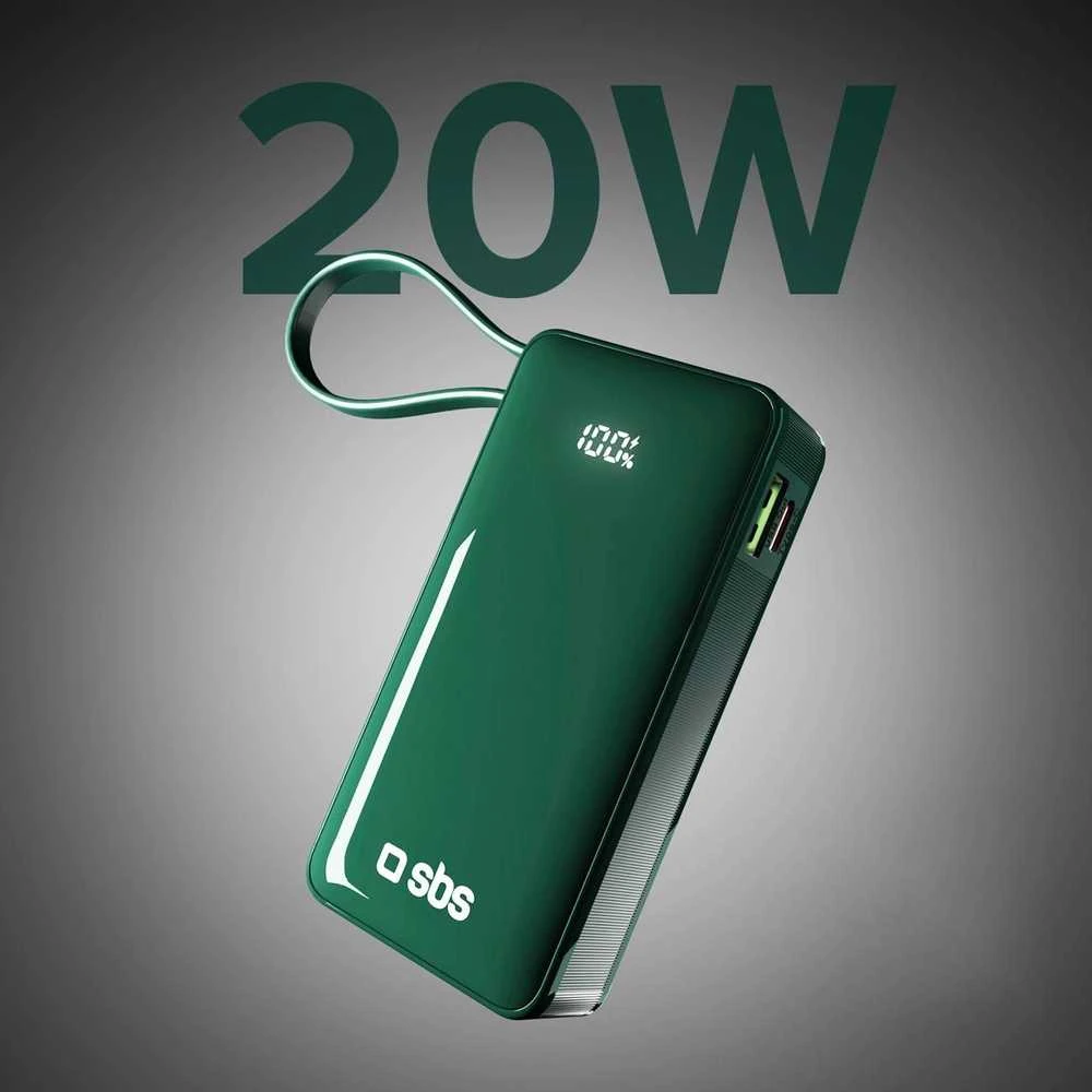 SBS 10000 mAh USB-C žalia