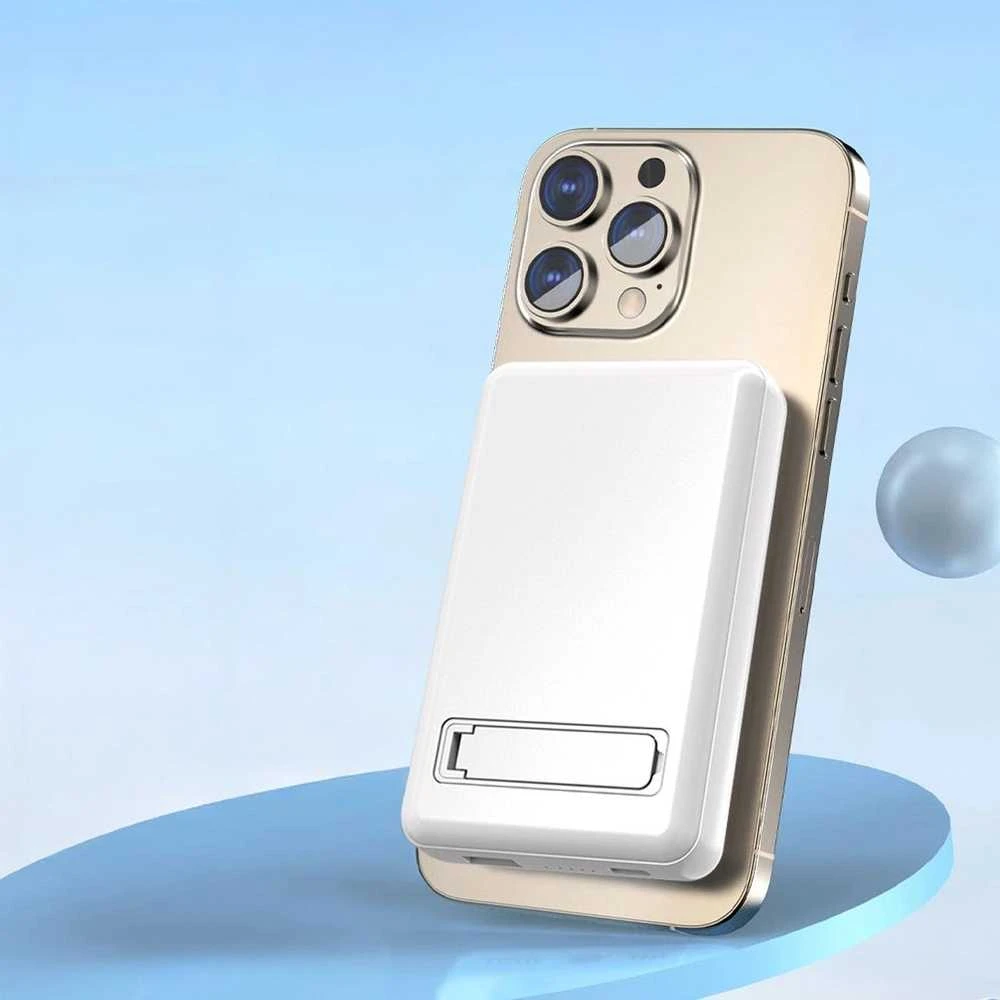 Powerbank Dudao K14S+ 10000mAh 20W USB-A / USB-C / MagSafe su stoveliu – baltos spalvos