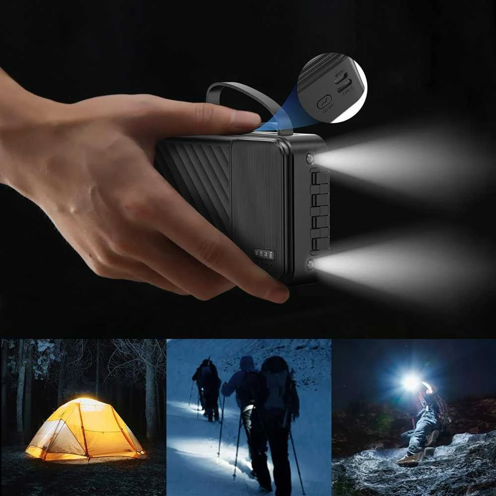 Dudao K11 Pro 20000mAh Powerbank su integruotais kabeliais – baltos spalvos
