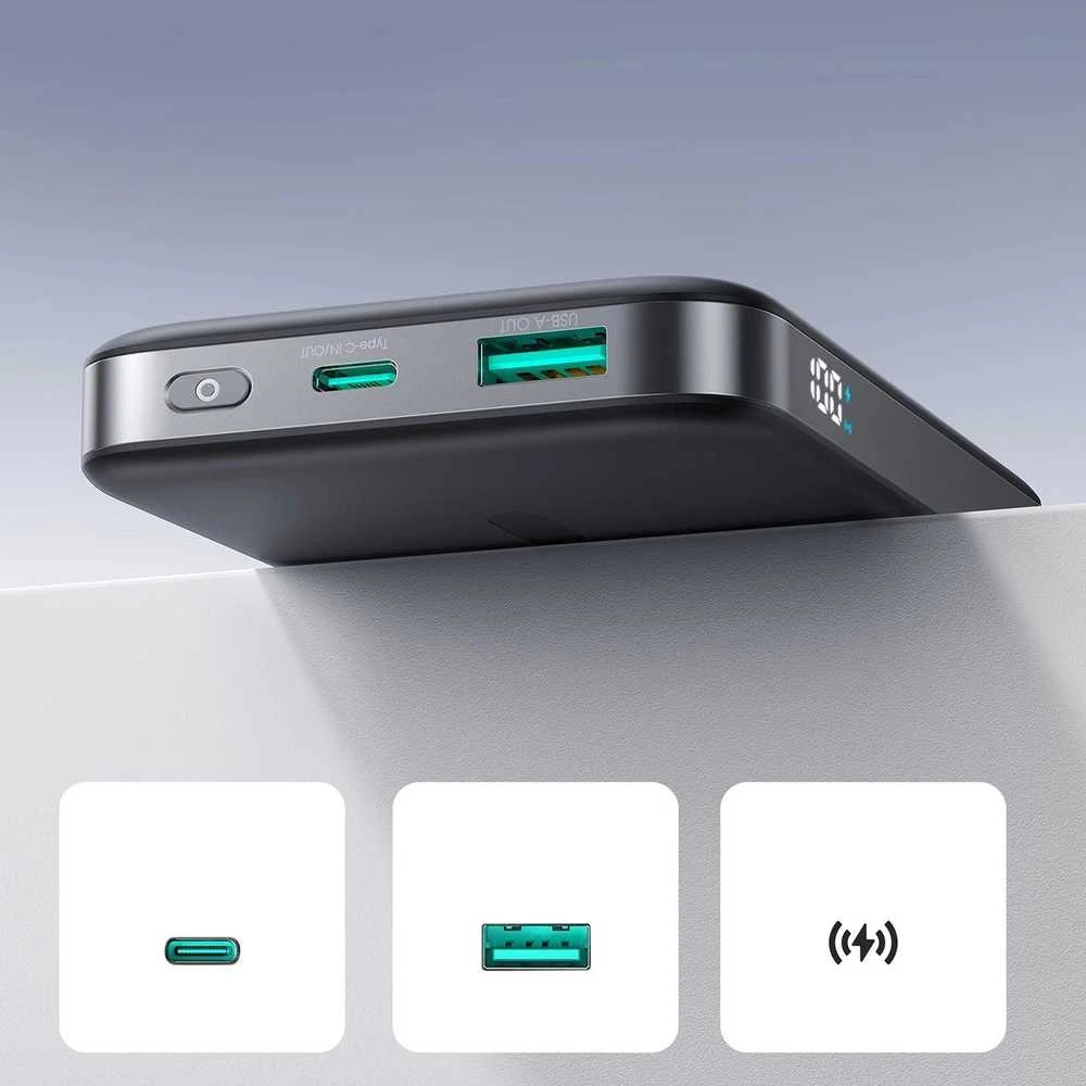 Išorinė baterija Power Bank Joyroom JR-PBM12 22.5W Magnetic Wireless 10000mAh juoda