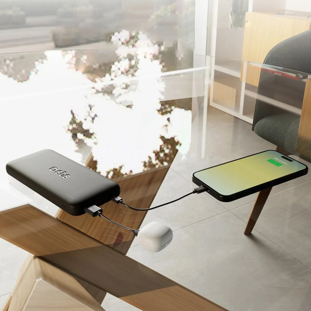 SBS Infinity išorinė baterija 10000mAh 10W LiFePo₄ USB-A USB-C - Juodas
