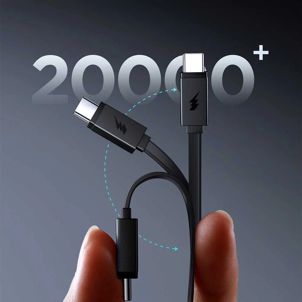 Joyroom JR-PR1 10000mAh 22.5W išorinė baterija su integruotu ištraukiamu USB-C laidu – juodos spalvos
