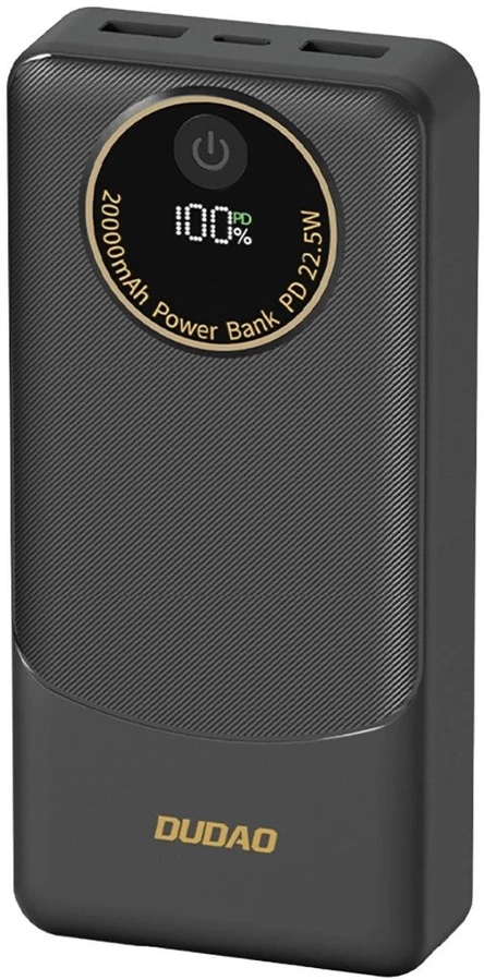 Powerbank Dudao K12Pro 22.5W PD 20000mAh USB-A, USB-C - juodos spalvos
