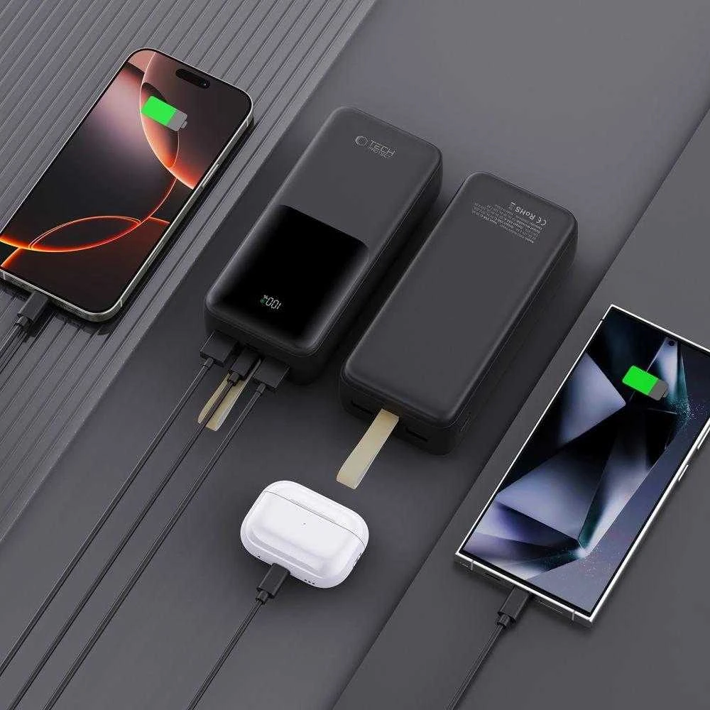 Powerbank Tech-Protect PB03 30000mAh 22.5W - juodas