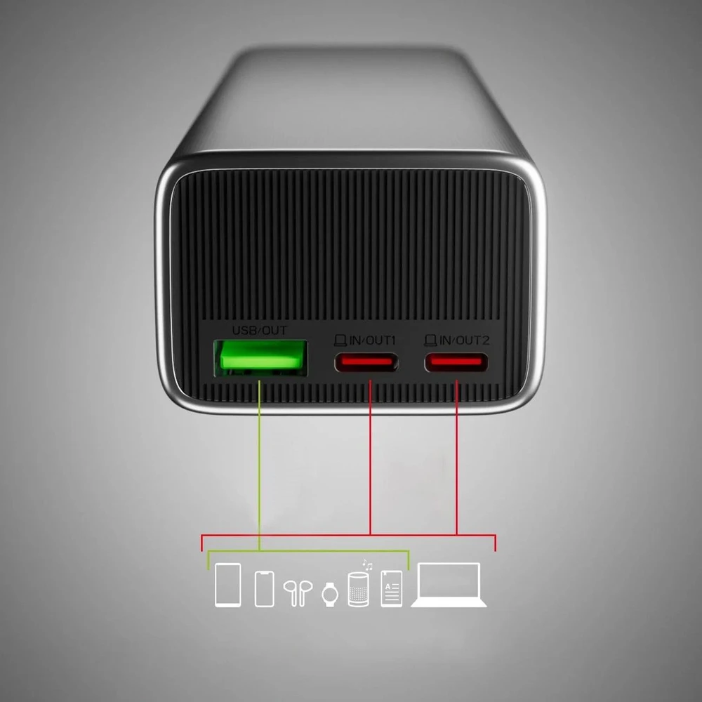 Išorinė baterija SBS 10000mAh PD 35W su LCD ekranu - pilka