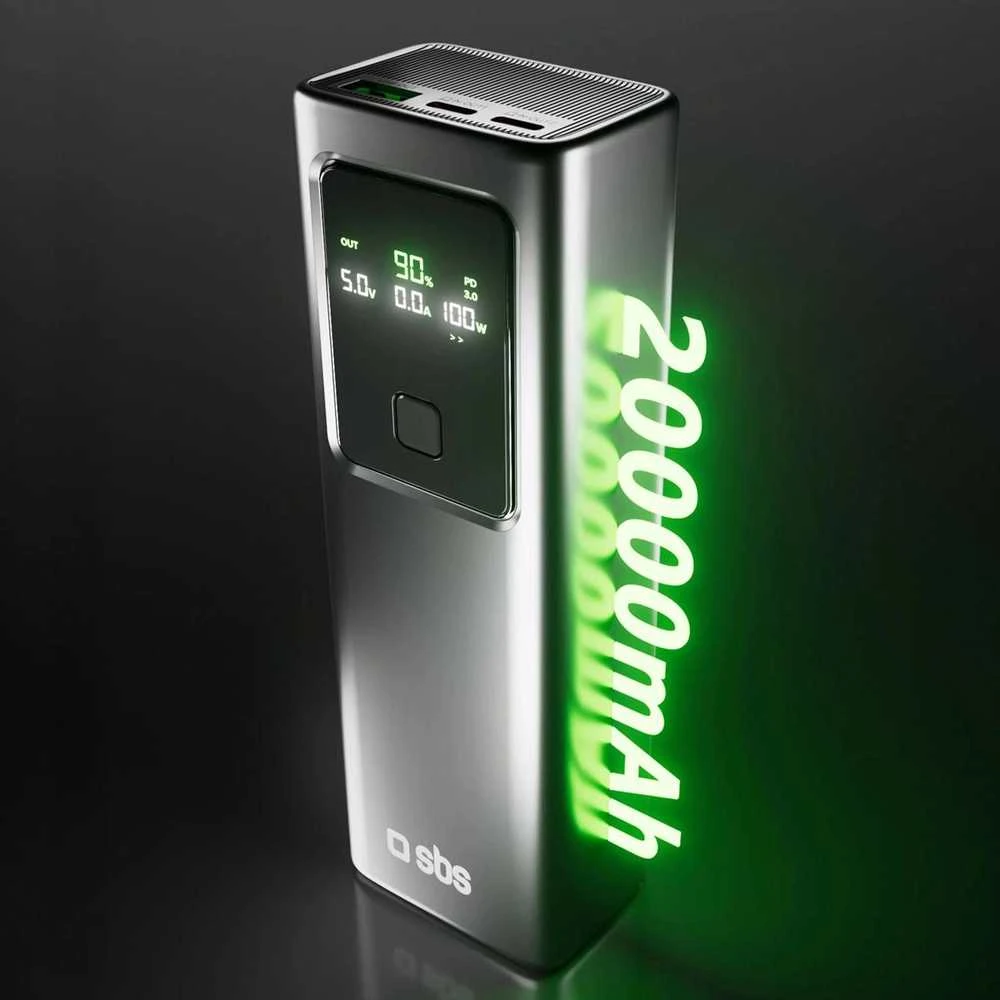 Išorinė baterija SBS, 20,000 mAh, LCD, PD 100 W, greitasis įkrovimas