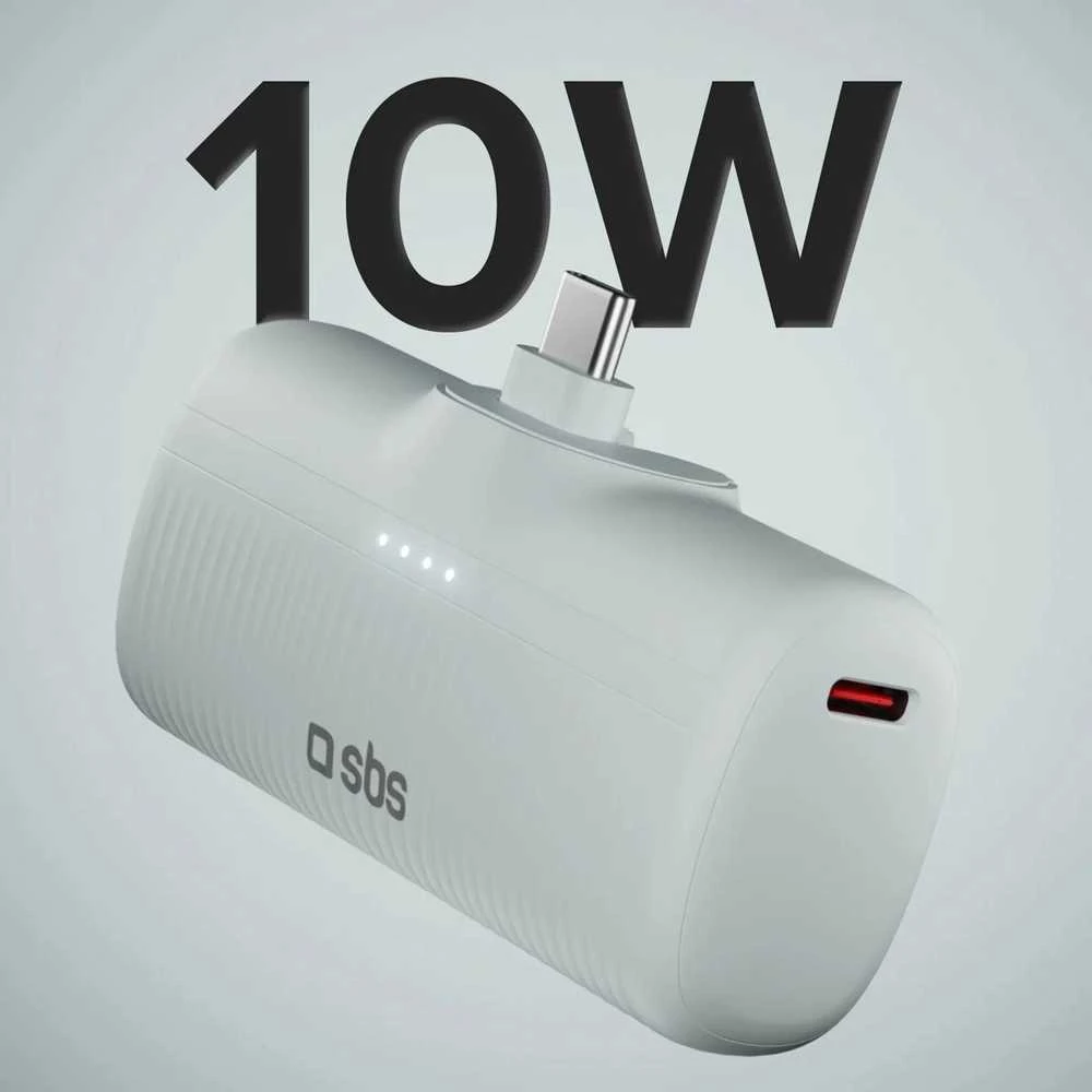 SBS EcoPower 5000 mAh 10W išorinė baterija su integruotu USB-C prievadu – pilka