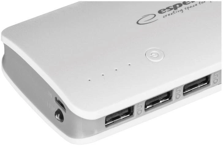 Išorinė baterija (Power Bank) Esperanza Radium EMP106WE (8000mAh; microUSB, USB 2.0; balta)