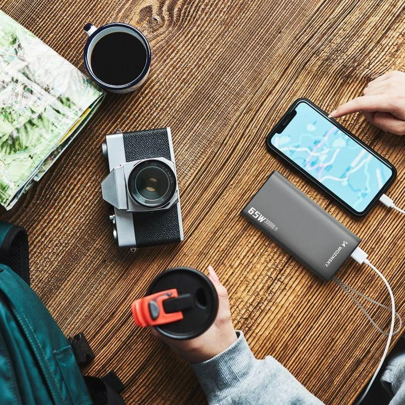 Powerbank Wozinsky K65+ 65W 30000mAh 2x USB-C, 1x USB-A 65W – pilka