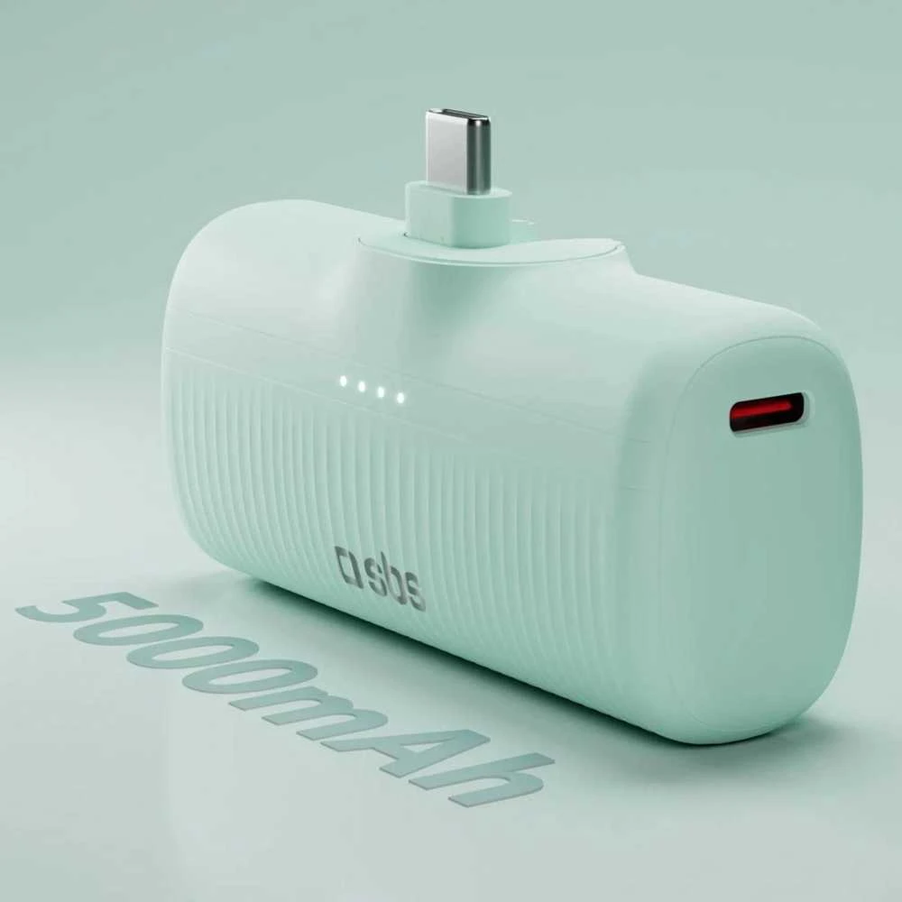 SBS EcoPower 5000 mAh 10W išorinė baterija su integruotu USB-C prievadu - Žalias