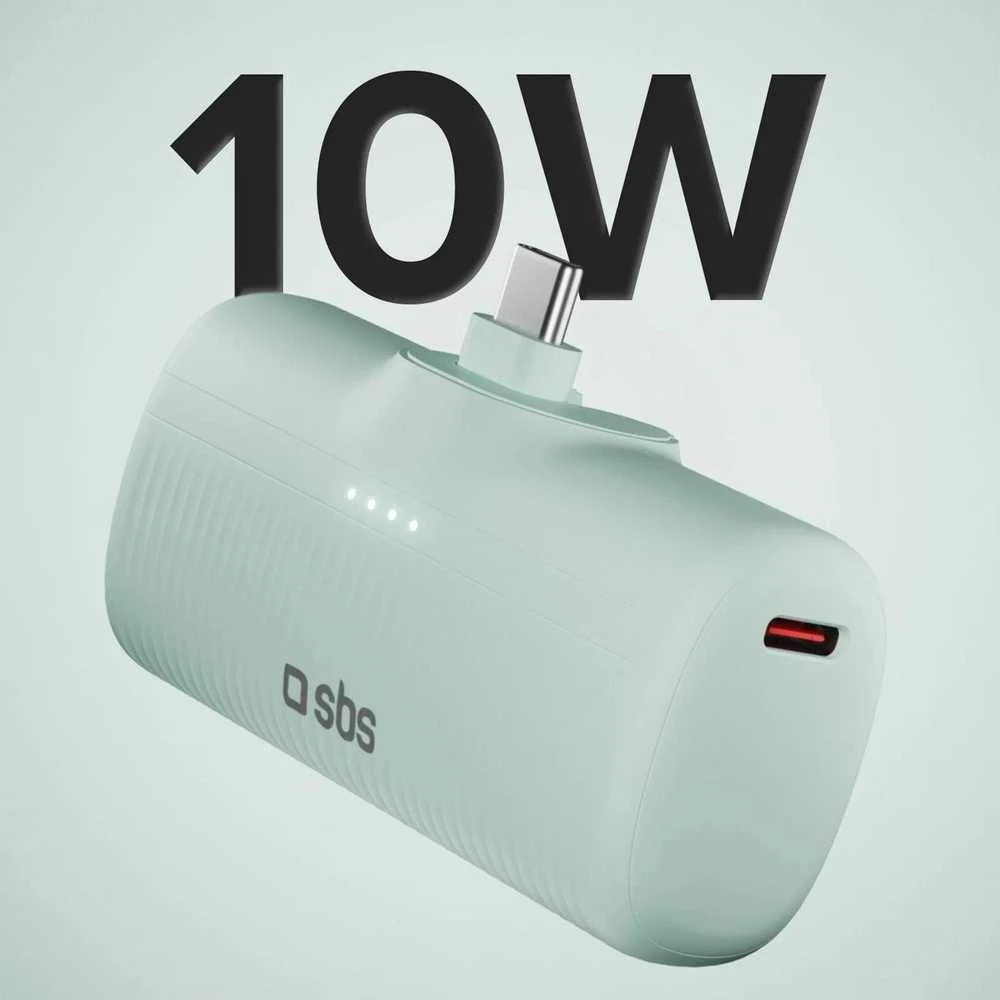 SBS EcoPower 5000 mAh 10W išorinė baterija su integruotu USB-C prievadu - Žalias