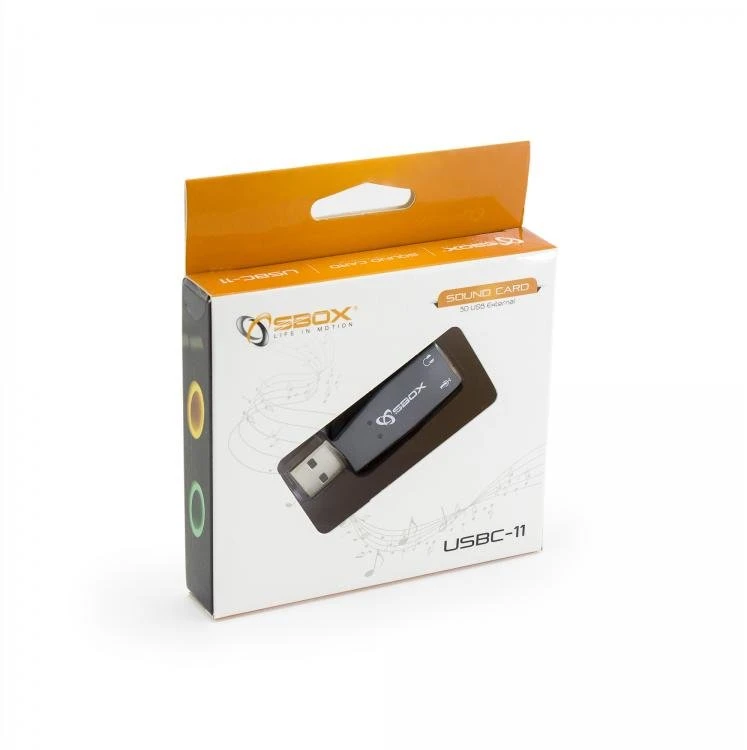Sbox Technology Išorinė USB garso plokštė Sbox USBC-11, juoda