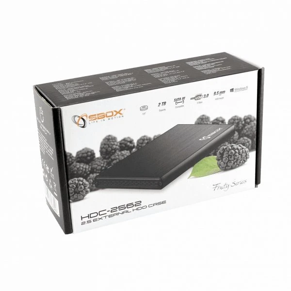 Sbox HDC-2562B 2.5 Išorinis kietasis diskas HDD Case Blackberry Juodas