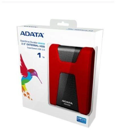 Ausinės Išorinis kietasis diskas ADATA HD650 (1TB; 2.5"; USB 3.2; raudonas)