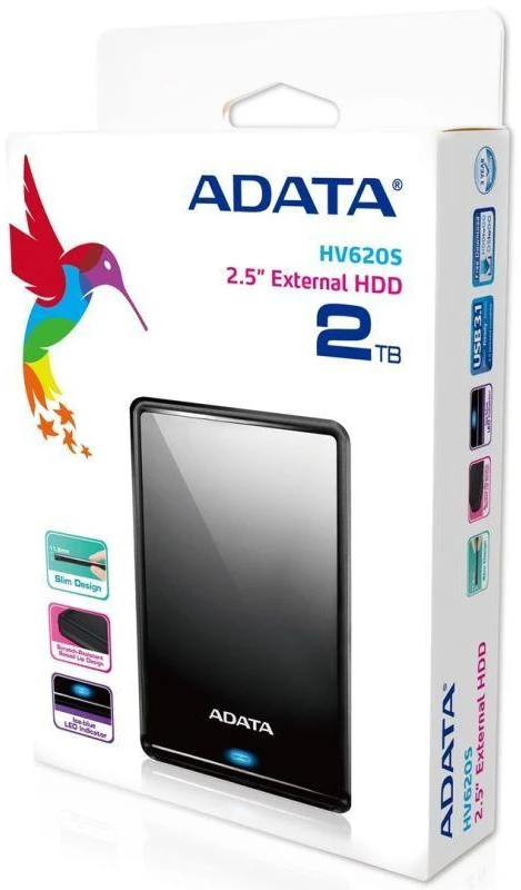 Išorinis kietasis diskas ADATA HV620S (2TB; 2,5"; USB 3.2; juodas)