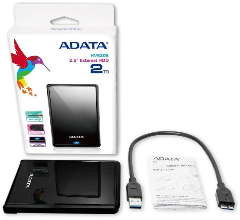 Išorinis kietasis diskas ADATA HV620S (2TB; 2,5"; USB 3.2; juodas)