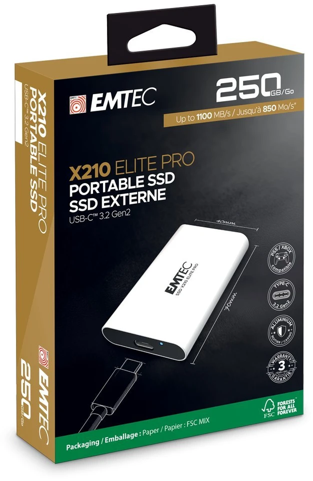 Išorinis SSD diskas Emtec X210 Elite Pro 250 GB
