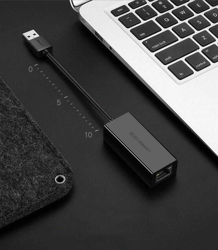 Tinklo adapteris UGREEN CR110 USB į RJ45 (juodas)