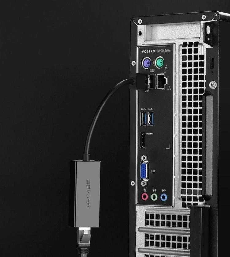 Tinklo adapteris UGREEN CR110 USB į RJ45 (juodas)