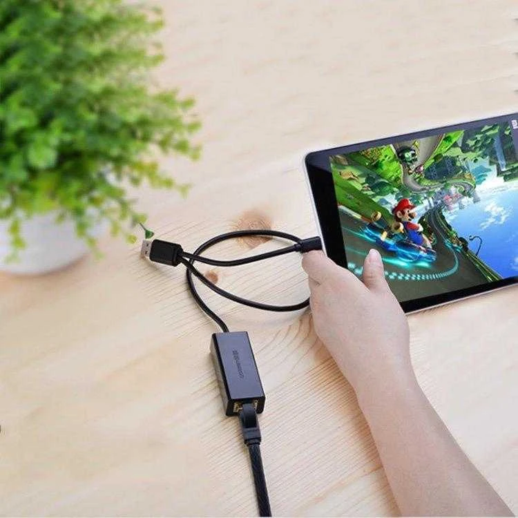 Tinklo adapteris UGREEN CR110 USB į RJ45 (juodas)