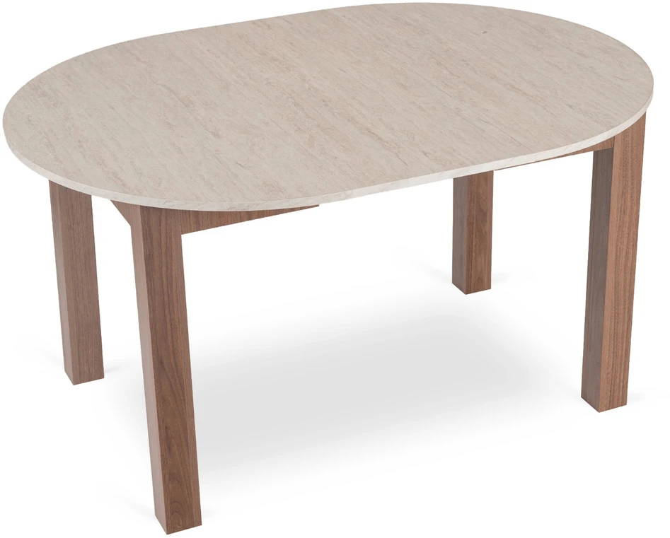 Išskleidžiamas valgomojo stalas HARRY 102–142 cm, travertino ir „Nicea“ riešuto spalvos