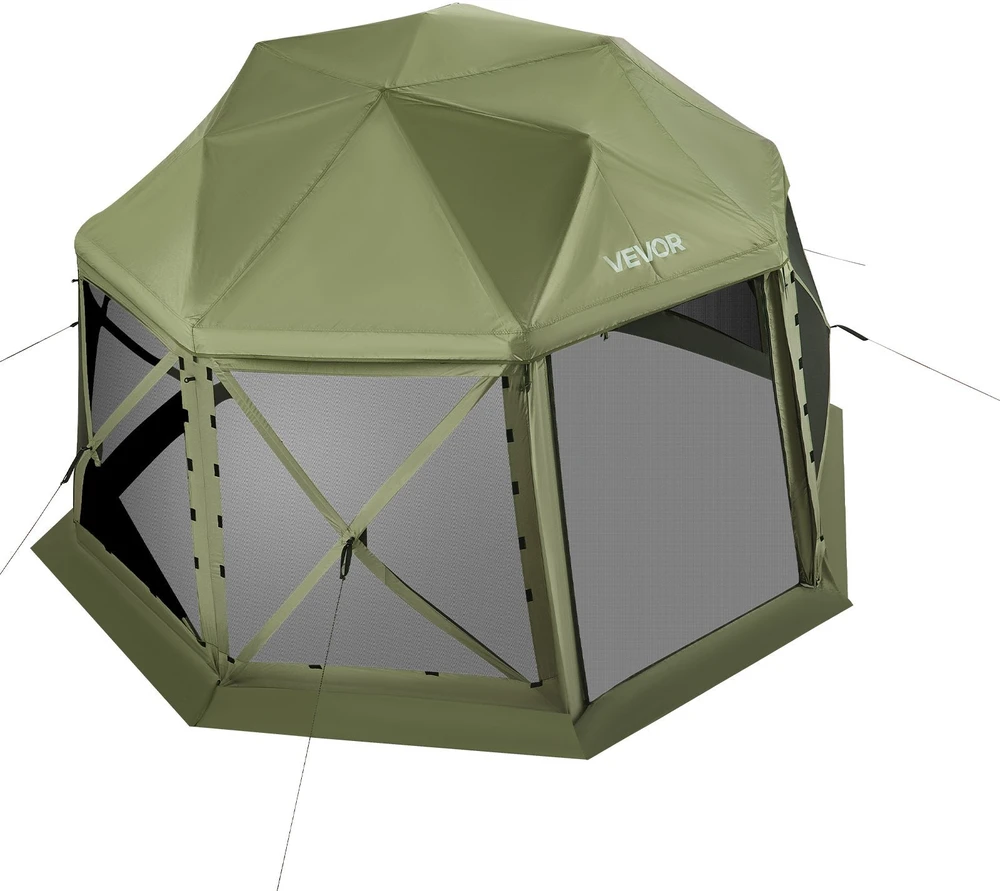 VEVOR Išskleidžiama pavėsinė su tinkleliu, 3.96 x 3.96 m, 13 kampų