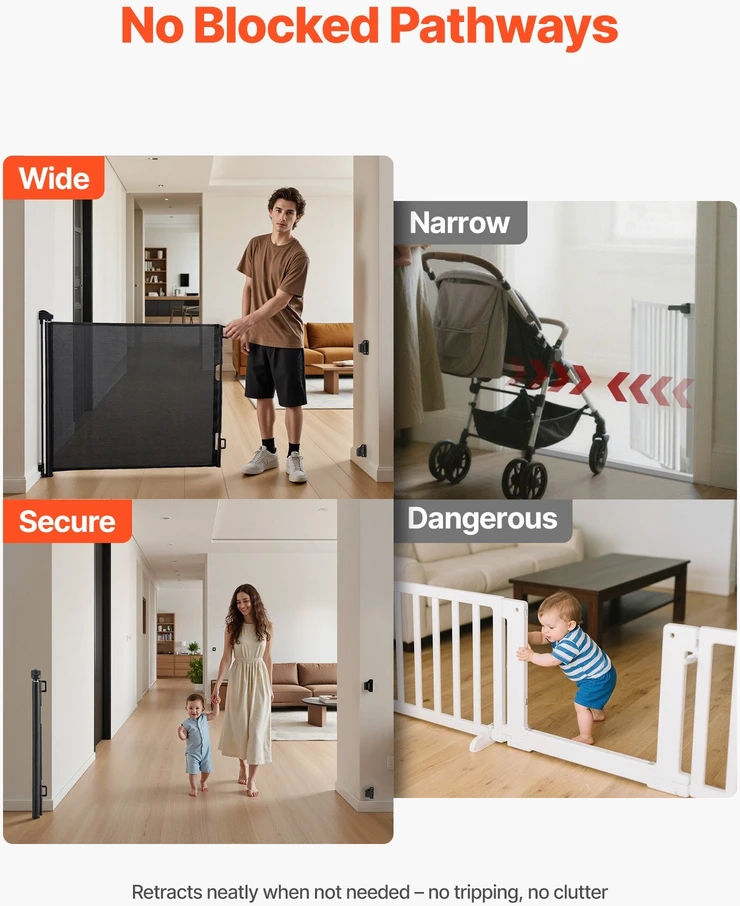 VEVOR Ištraukiama kūdikių varteliai, juoda