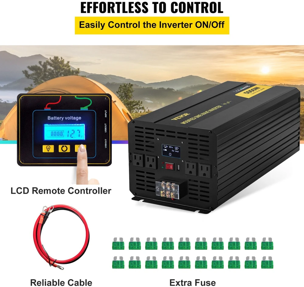 VEVOR 5000W galingumo keitiklis iš 12V į 120V