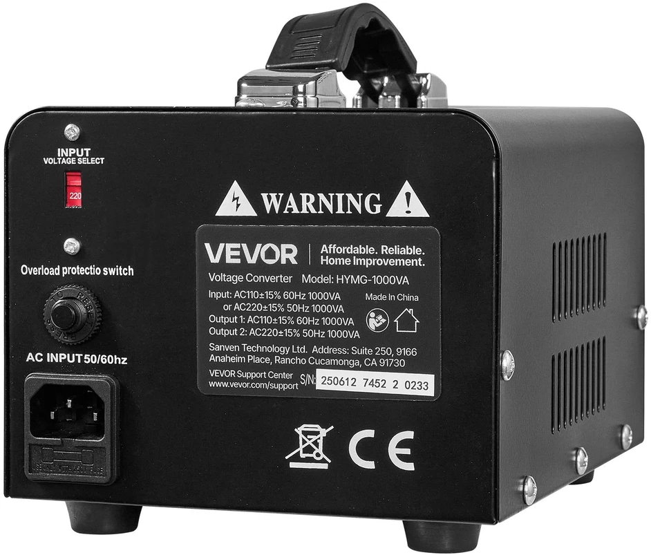 VEVOR Įtampos keitiklis transformatorius 1000VA