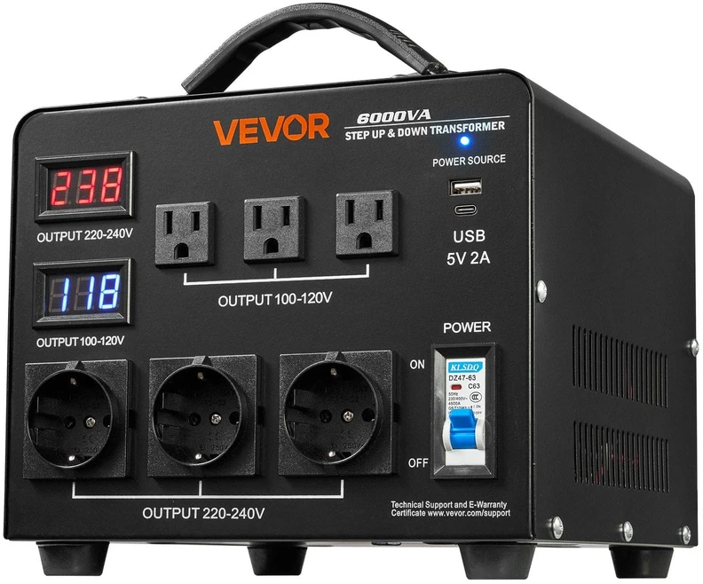 VEVOR Automatinis transformatorius 6000VA 110V-220V