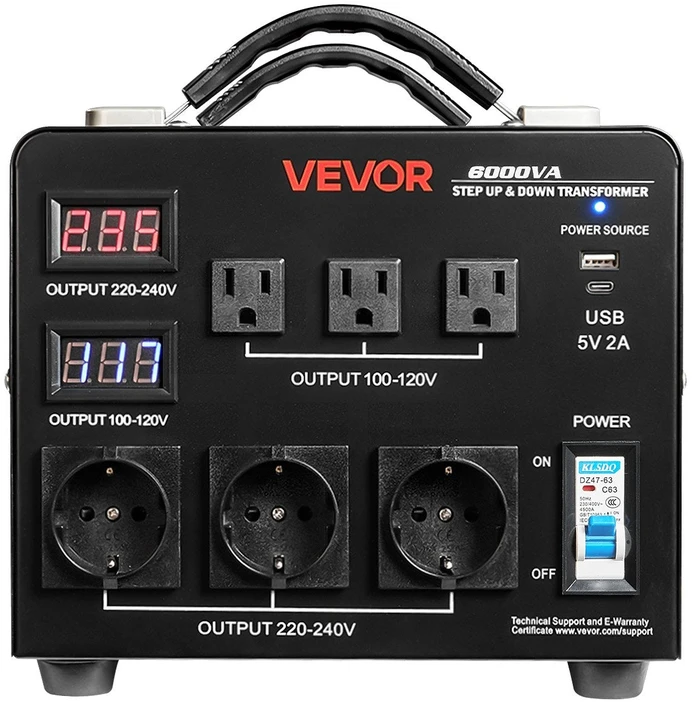 VEVOR Automatinis transformatorius 6000VA 110V-220V