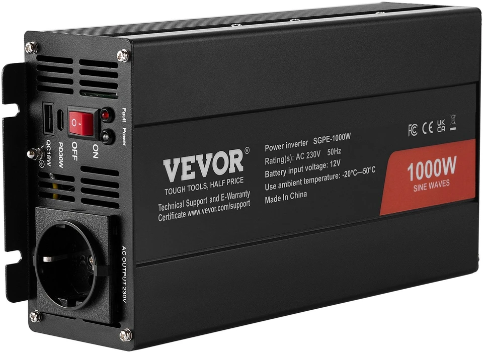 VEVOR 1000W grynasis sinusinės bangos inverteris