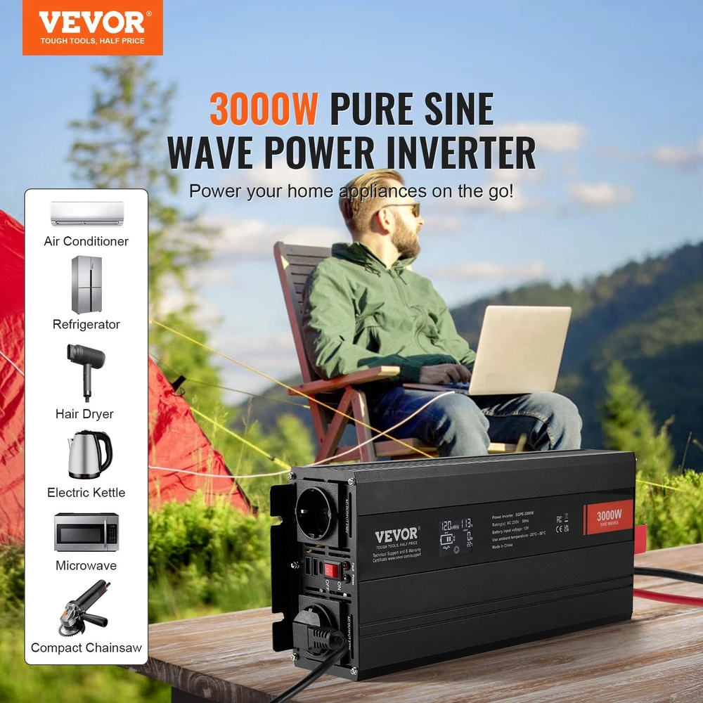 VEVOR Grynos sinusinės bangos inverteris 3000W