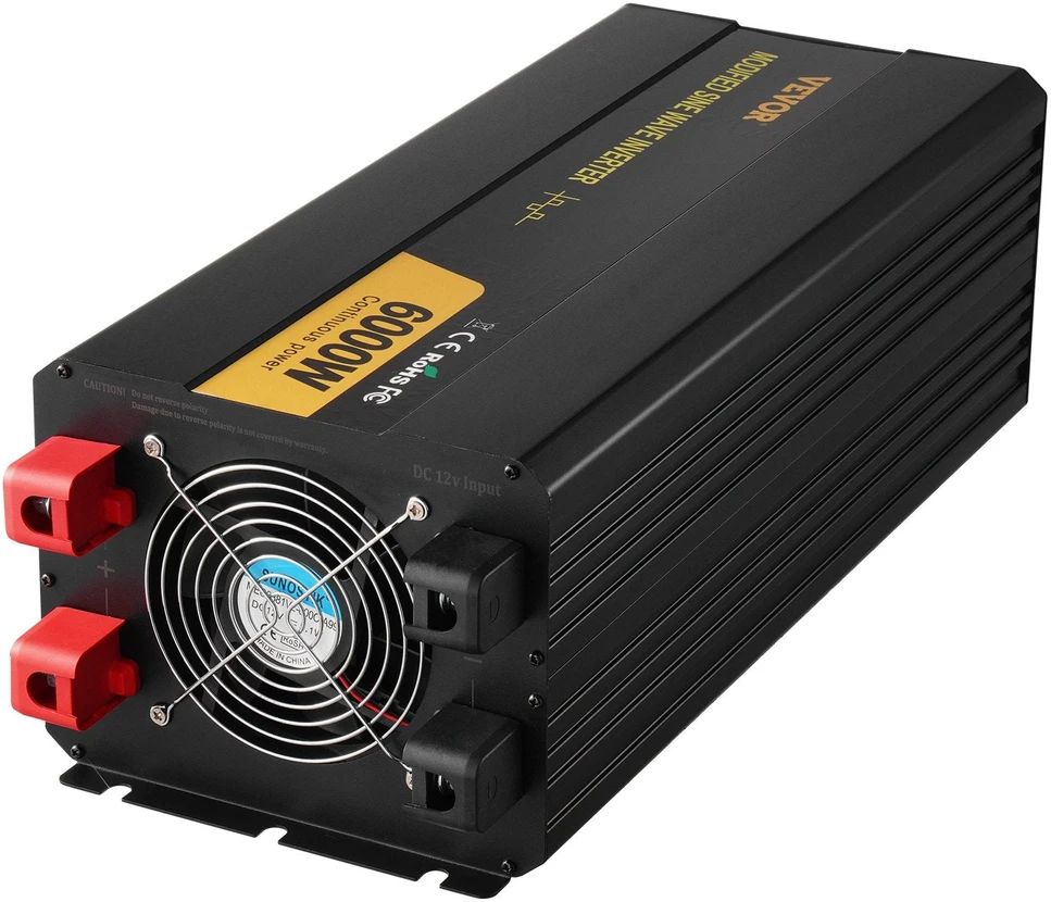 VEVOR Keitiklis 6000W 12V į 230V su LCD ekranu