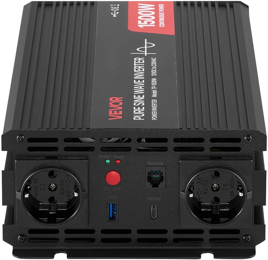 VEVOR 1500W automobilinė maitinimo keitiklis