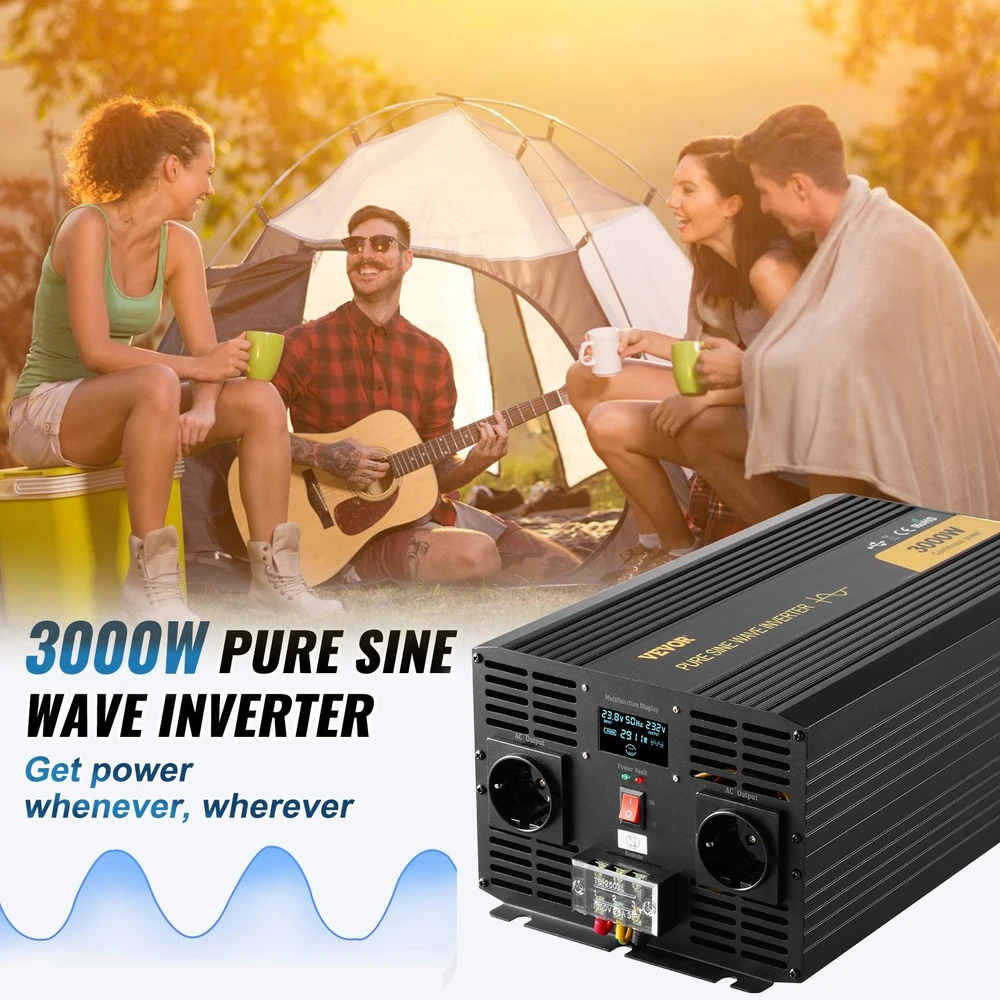 VEVOR Švarios sinusinės bangos inverteris 3000W