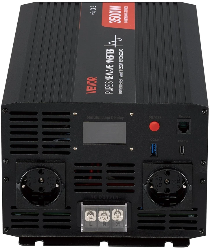 VEVOR 3500W galios keitiklis, 12V DC iki 230V AC