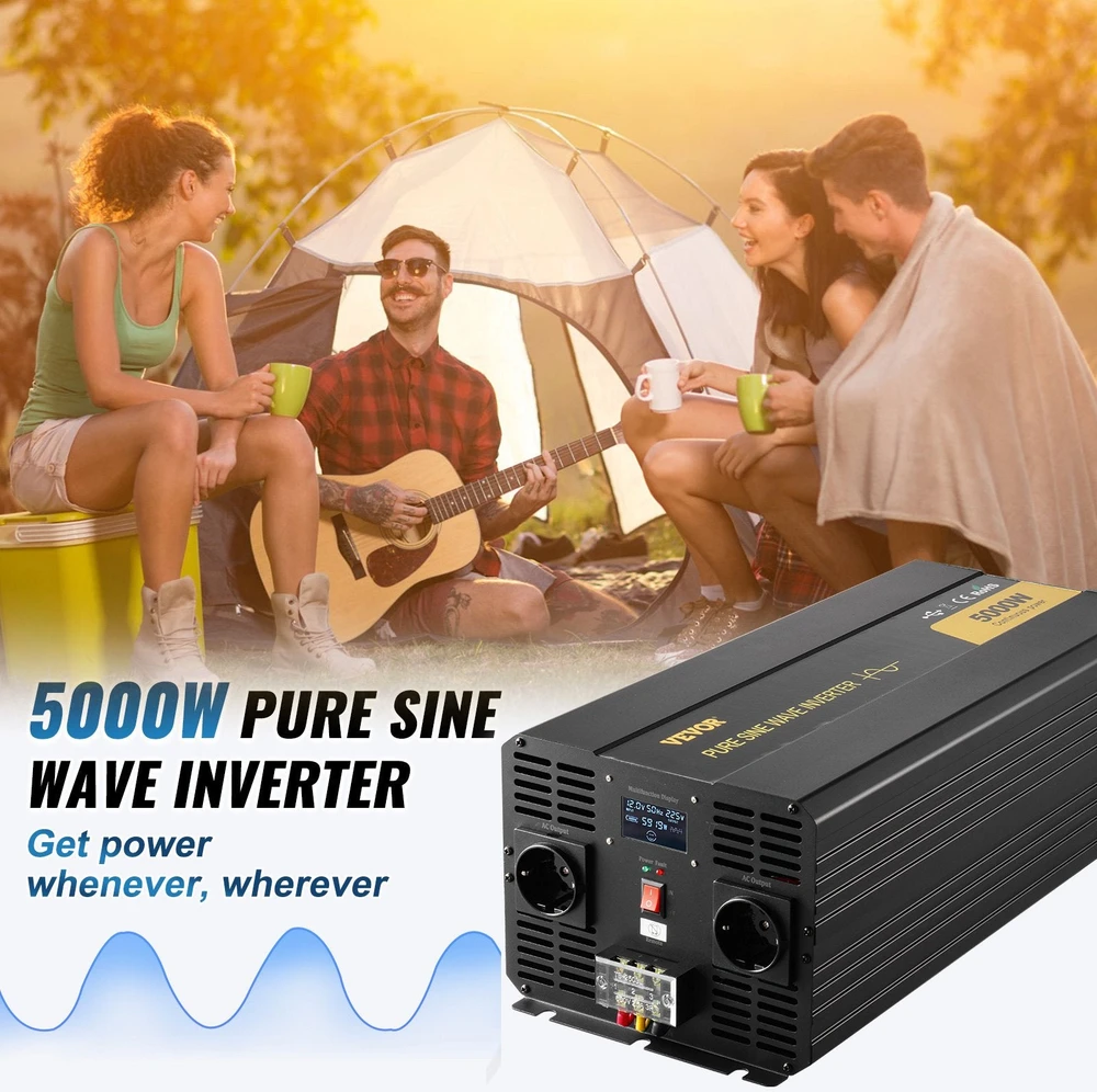 VEVOR Pure sinusoides keitiklis 5000W 12V į 230V LCD