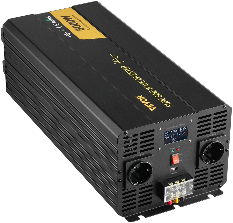 VEVOR Pure sinusoides keitiklis 5000W 12V į 230V LCD