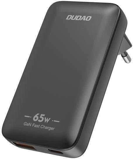 GaN Dudao A65Q 65W USB-A / USB-C PD Ultra-Thin Travel laidinis įkroviklis EU / US – juodos spalvos