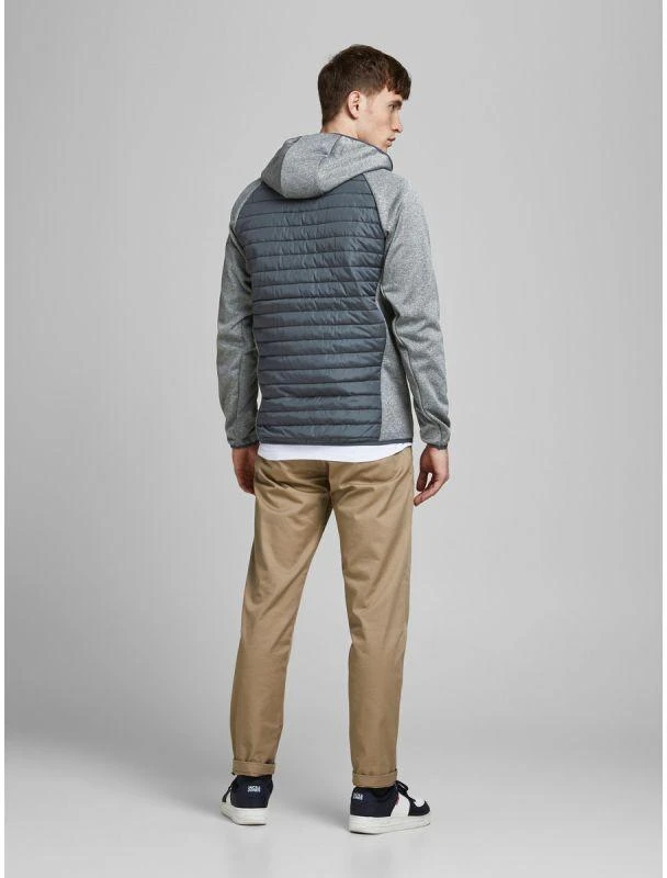Jack&Jones JJEMULTI dygsniuota striukė 12182242 Pilka melange/Įsiūtos rankovės