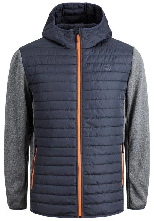 Jack&Jones JJEMULTI dygsniuota striukė 12182242 Pilka melange/Įsiūtos rankovės