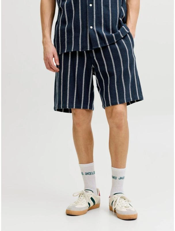 Jack&Jones vyriški dryžuoti šortai JPSTJAIDEN COBA STRIPE JOG SHORTS REG SN 12274413 SKY CAPTAIN/STRIPES
