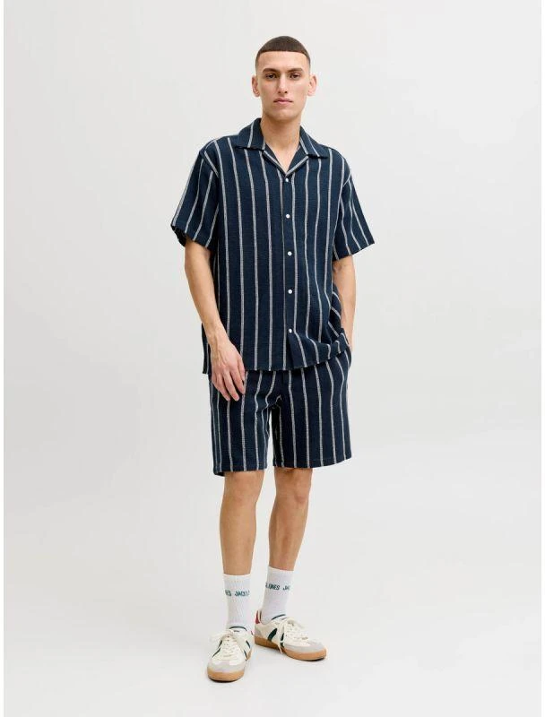Jack&Jones vyriški dryžuoti šortai JPSTJAIDEN COBA STRIPE JOG SHORTS REG SN 12274413 SKY CAPTAIN/STRIPES