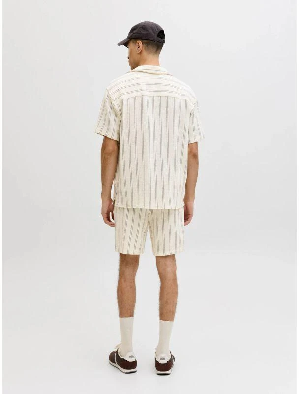 Jack&Jones vyriški dryžuoti šortai JPSTJAIDEN COBA STRIPE JOG SHORTS REG SN 12274413 Antique Baltas Stripes