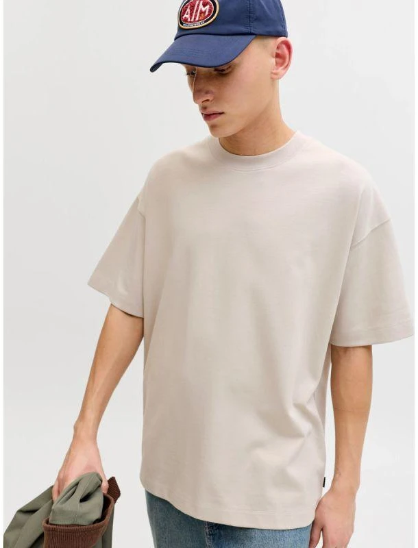 Jack&Jones vyriški marškinėliai JJEBARRON TEE SS O-NECK NOOS 12298906 MOONBEAM