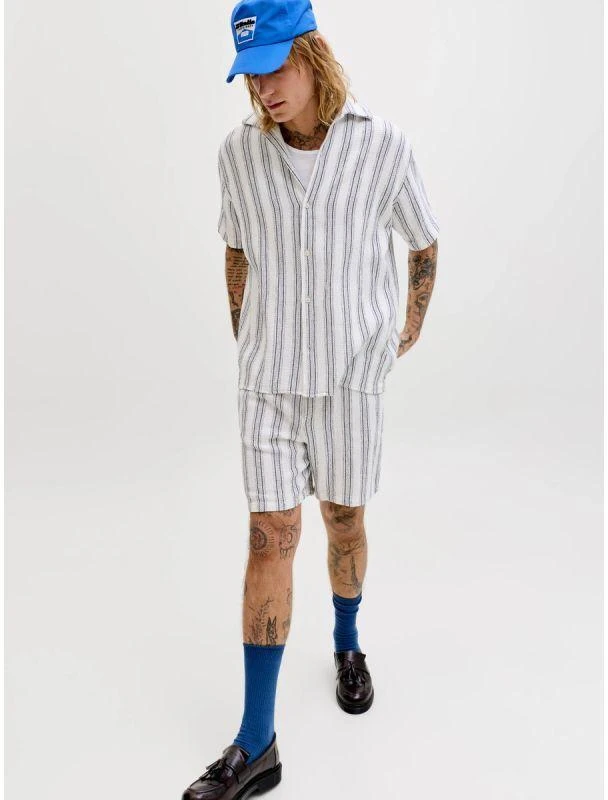 Jack&Jones vyriški šortai JPSTJAIDEN COBA STRIPE JOG SHORTS REG SN 12274413 CLOUD DANCER/STRIPES