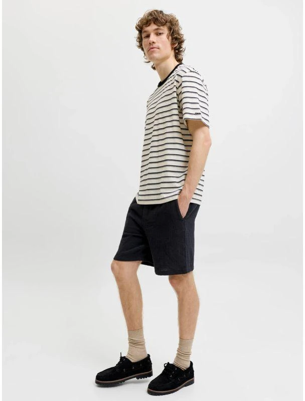 Jack&Jones vyriški šortai JPSTJAIDEN COBA STRIPE JOG SHORTS REG SN 12274413 JUODI