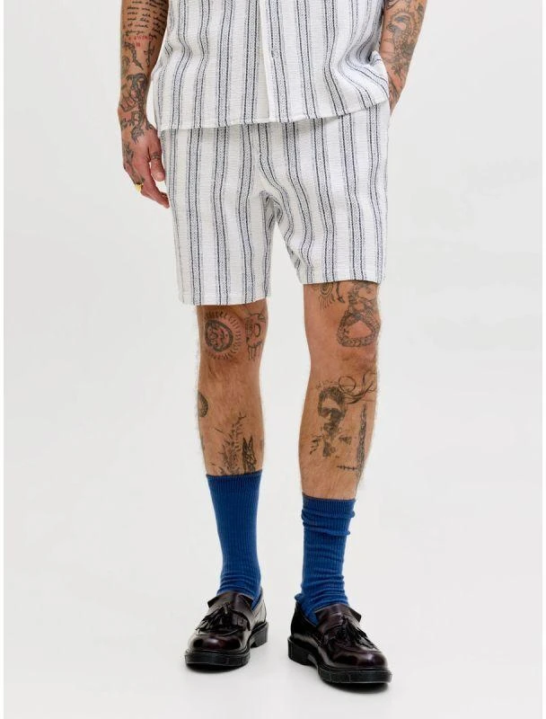 Jack&Jones vyriški šortai JPSTJAIDEN COBA STRIPE JOG SHORTS REG SN 12274413 CLOUD DANCER/STRIPES