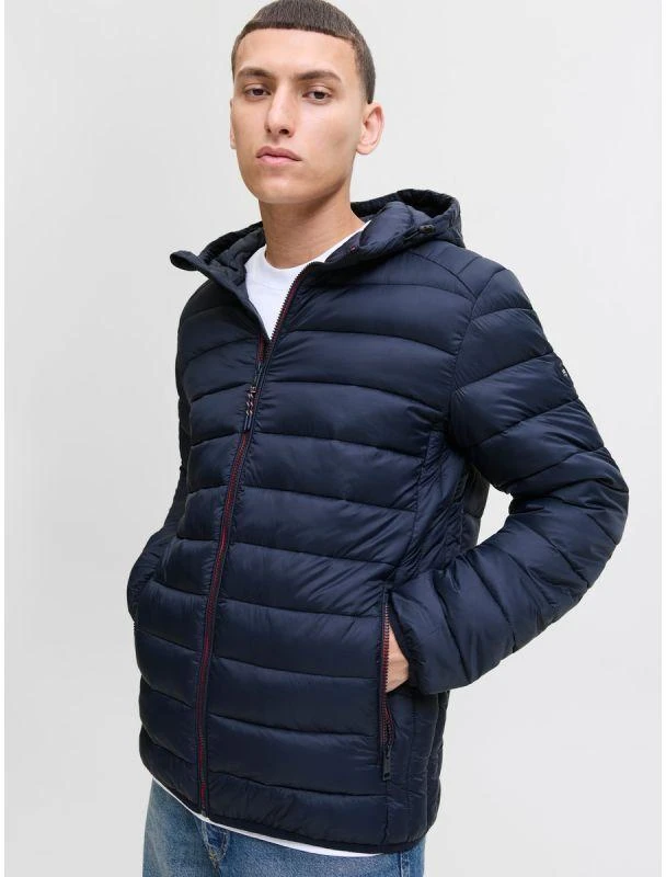 Jack&Jones vyrų pūkinė striukė JJEBRADLEY LIGHT PUFFER HOOD NOOS 12280970 SKY CAPTAIN